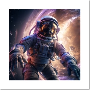 Exploring cosmic limits: An astronaut immersed in the vastness of space. Posters and Art